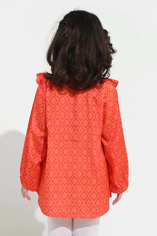 Girls Poly Viscose Casual Top Tangy-ORANGE