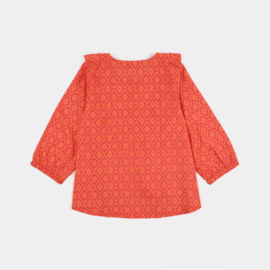 Girls Poly Viscose Casual Top Tangy-ORANGE