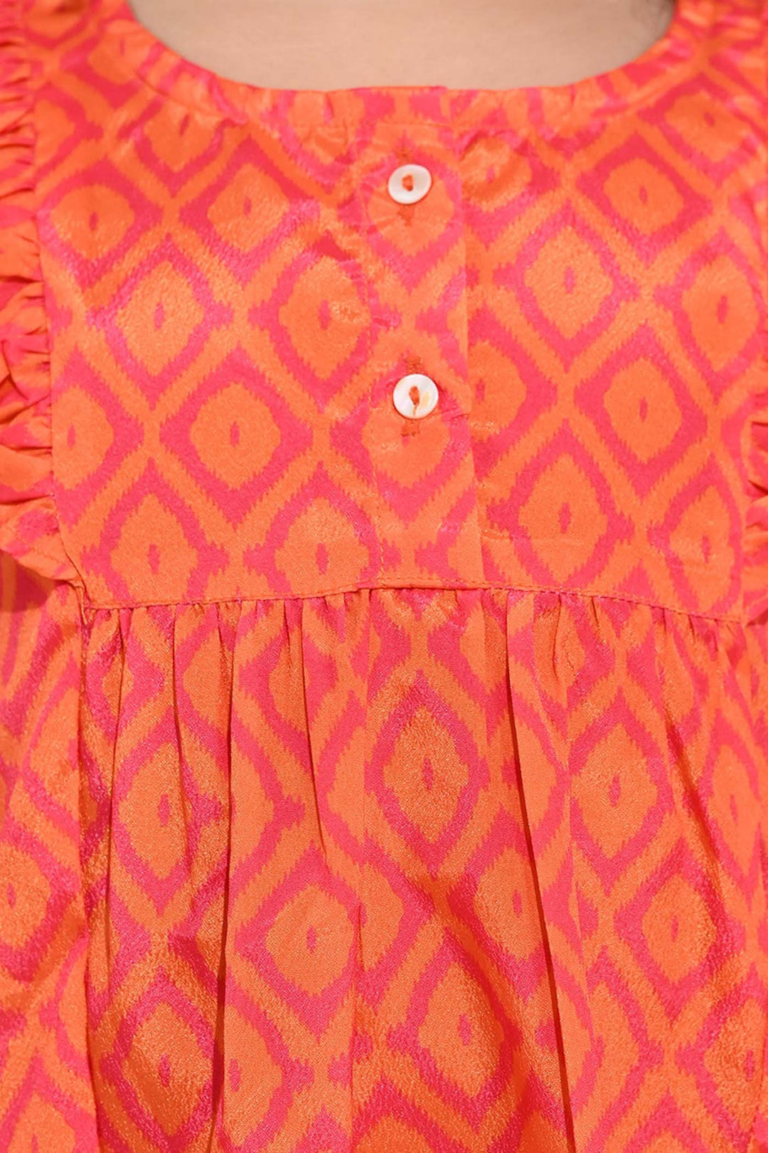 Girls Poly Viscose Casual Top Tangy-ORANGE