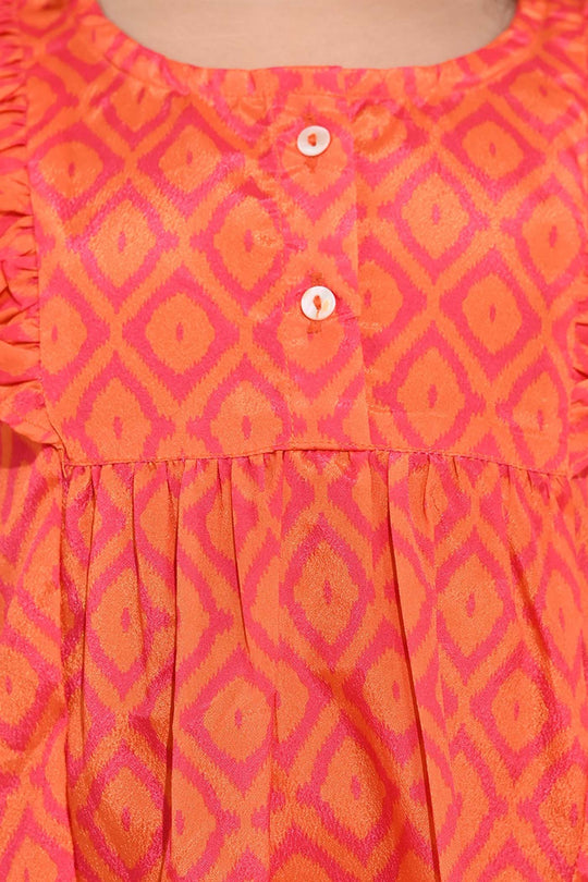 Girls Poly Viscose Casual Top Tangy-ORANGE