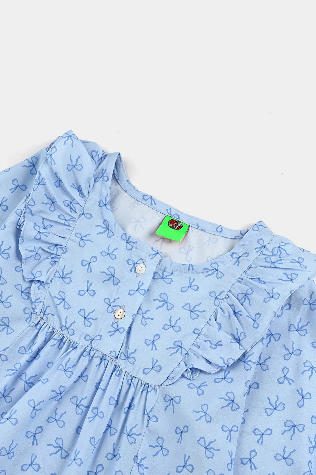 Infant Girls Poly Viscose Casual Top Blue Bow-BLUE