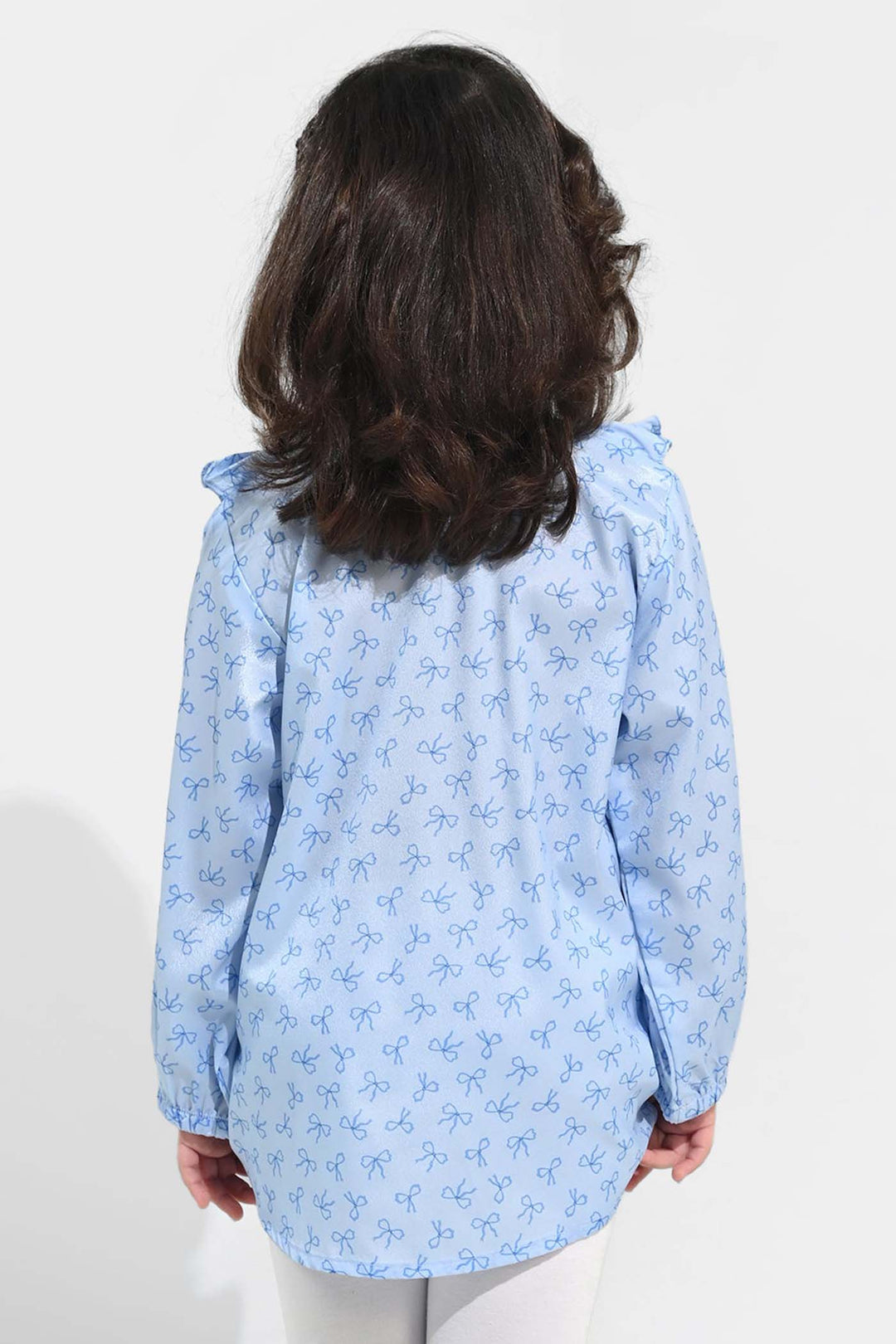 Girls Poly Viscose Casual Top Blue Bow-BLUE