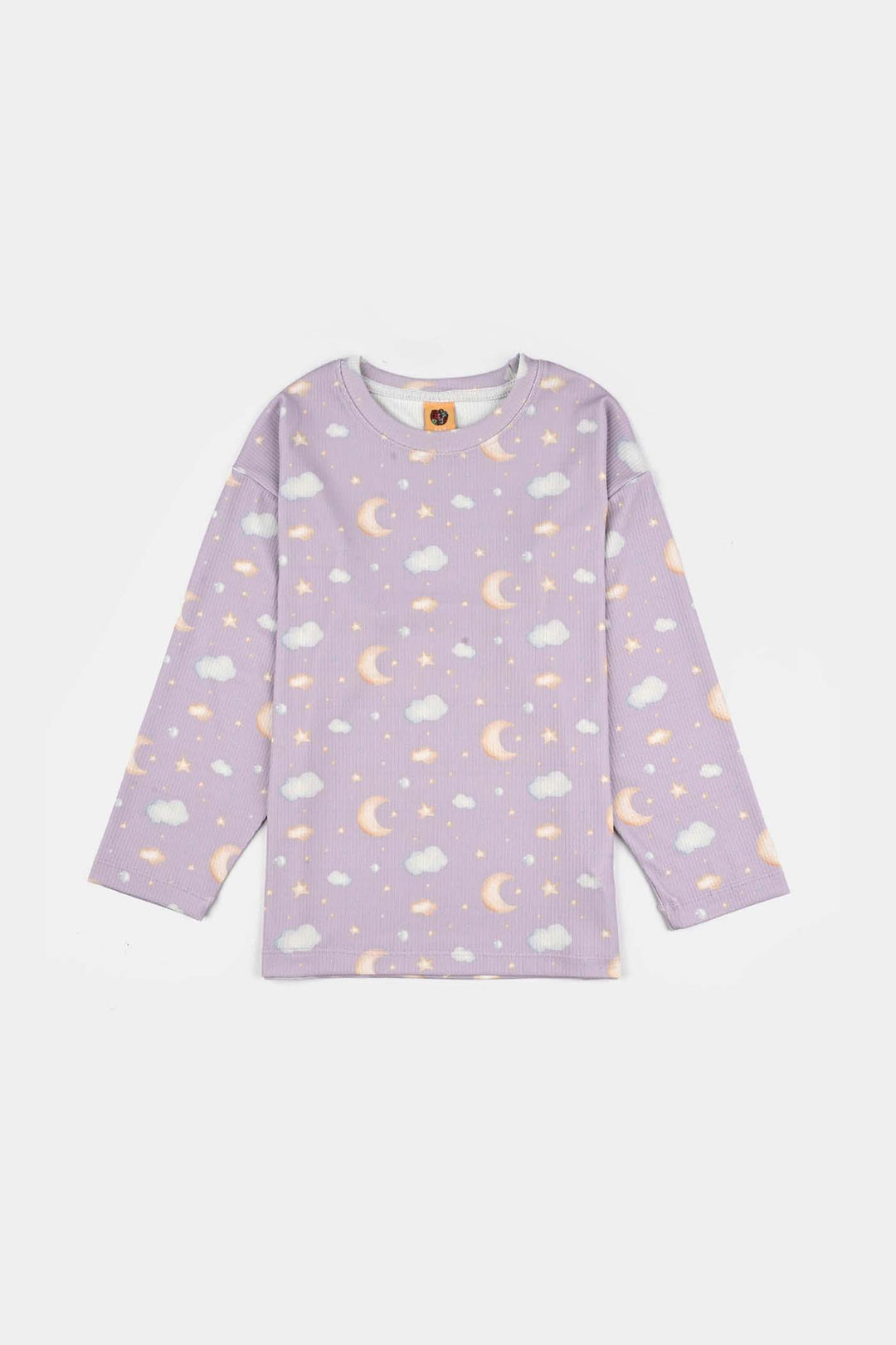 Girls Jersey/Terry Night Suit Moon & Cloud-Purple