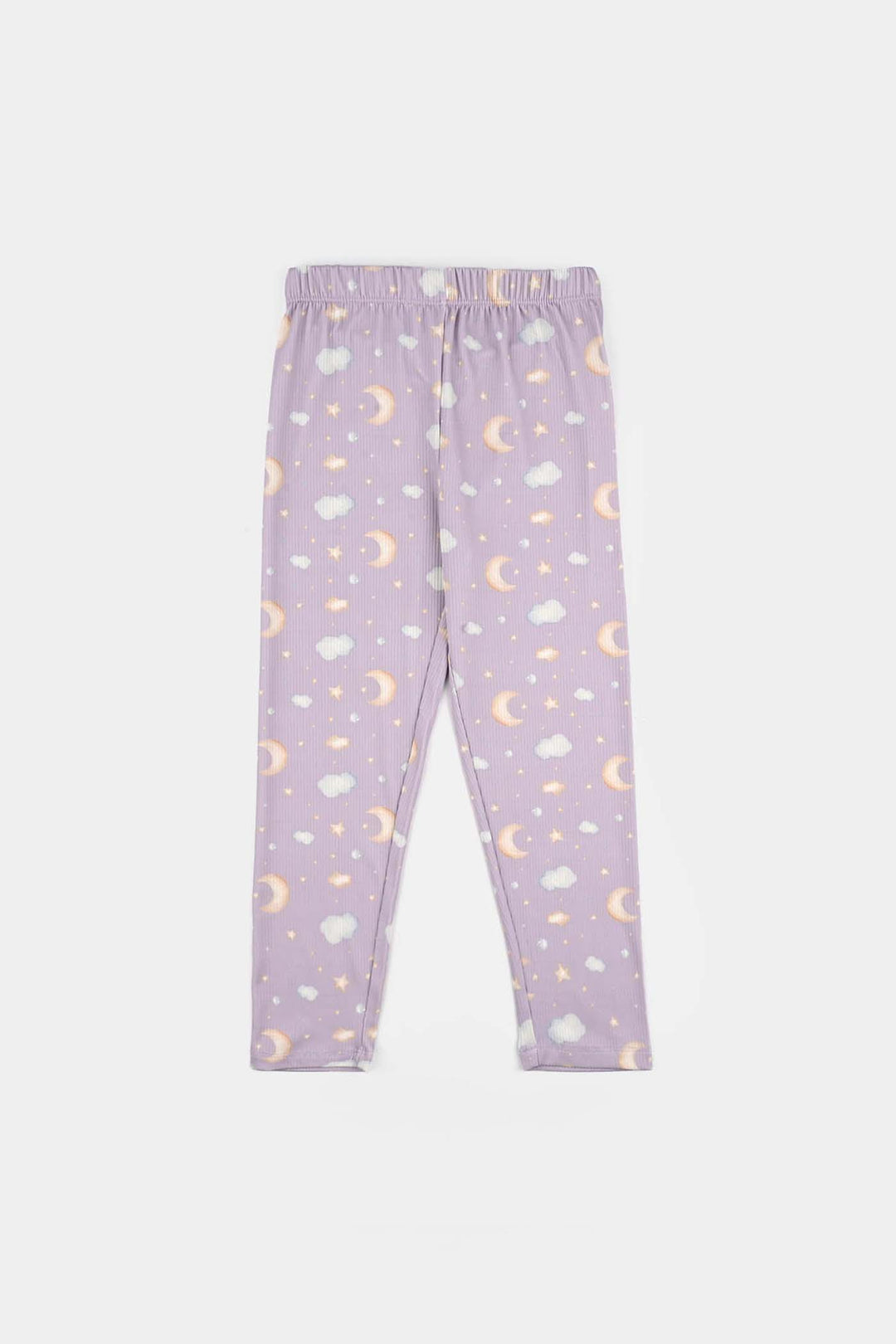 Girls Jersey/Terry Night Suit Moon & Cloud-Purple