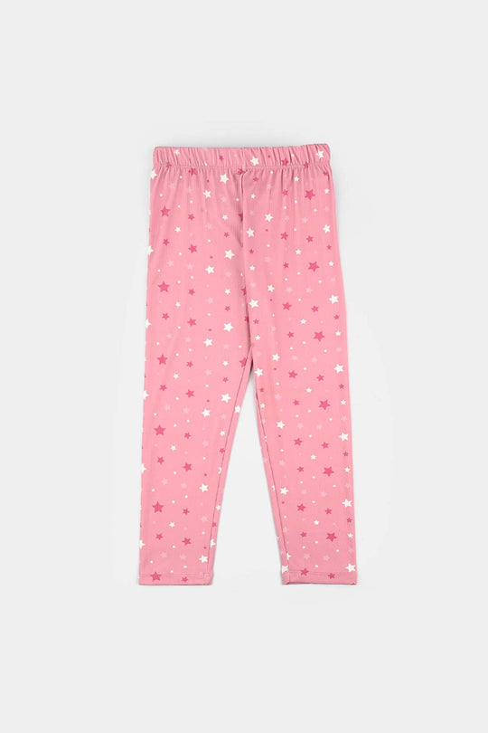 Girls Jersey/Terry Night Suit Star-Pink