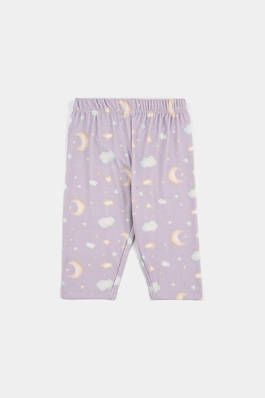 Infant Girls Jersey/Terry Night Suit Moon & Cloud-Purple