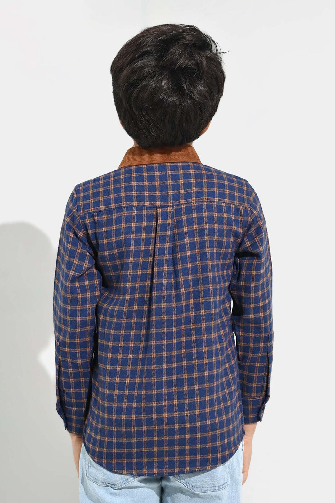 Boys Flannel Shirt F/S (Eight)-Blue Check