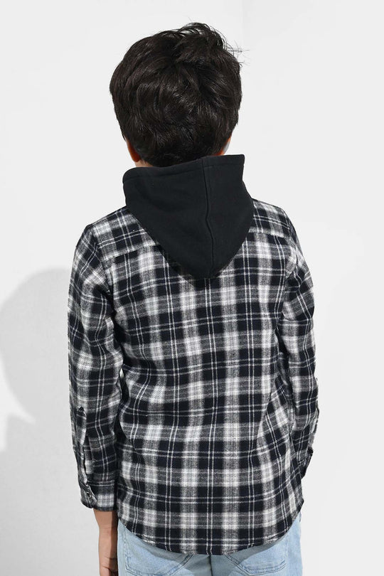 Boys Flannel Shirt F/S (Amazing Day)-Black Check
