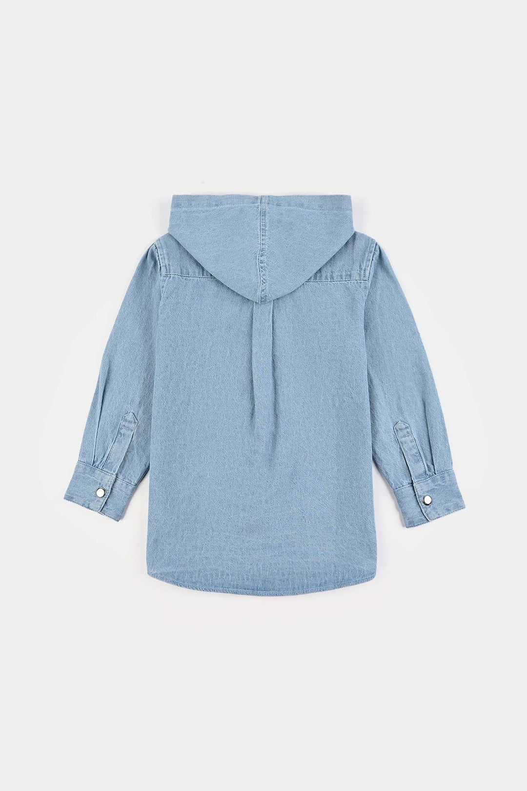 Boys Denim Rigid Hooded Shirt Basketball-Ice Blue