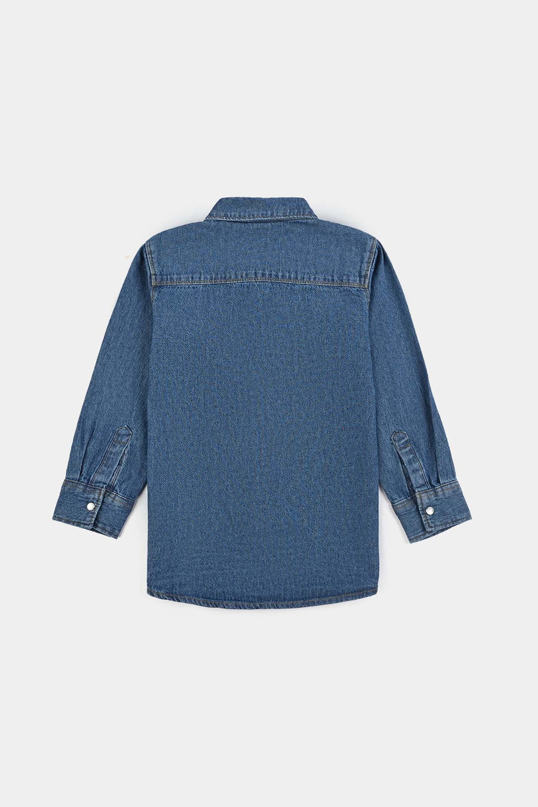 Boys Denim rigid Shirt F/S Cut & Sew- Blue