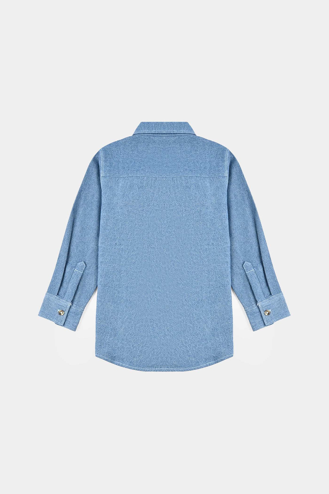 Boys Denim Rigid Shirt Two Tone - Light Blue