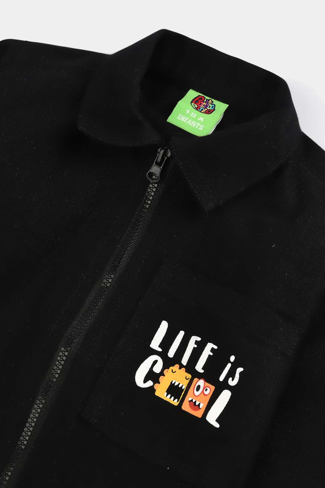 Infant Boys Denim rigid Shirt Life is Cool-BLACK