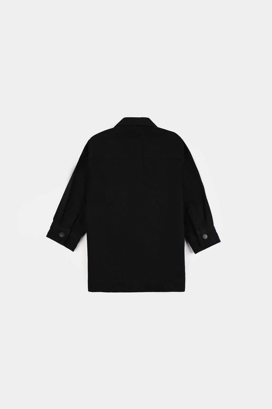 Infant Boys Denim rigid Shirt Life is Cool-BLACK