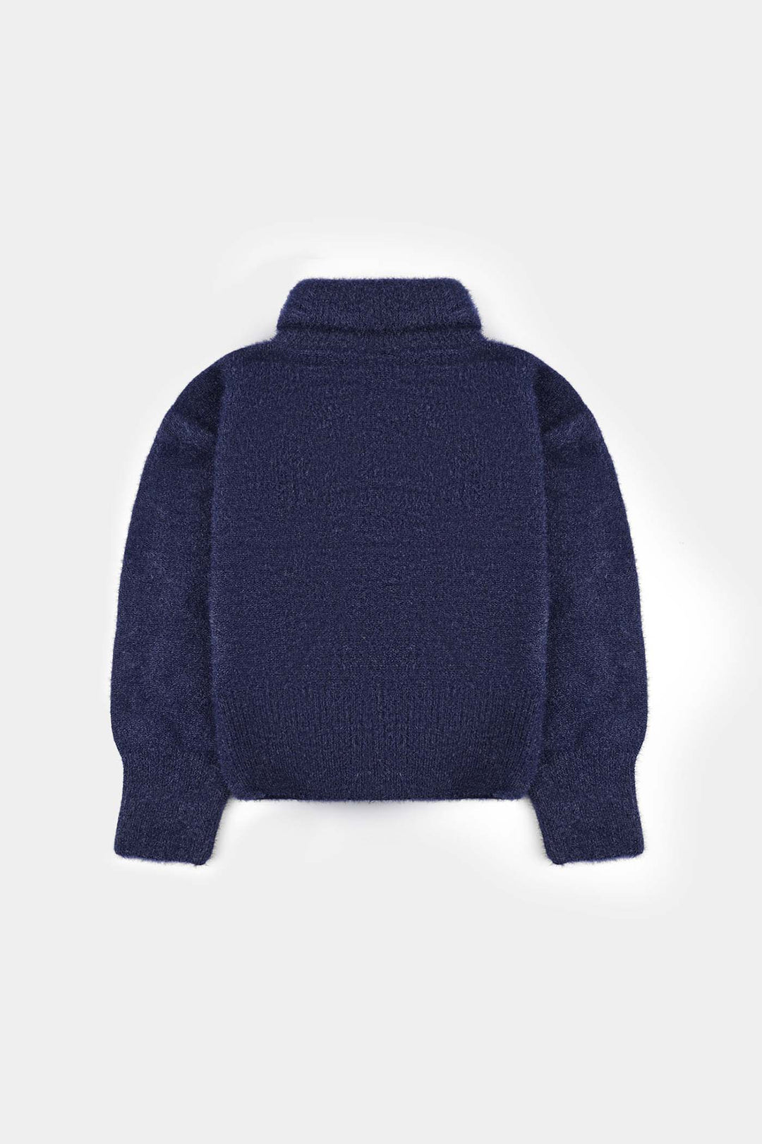 Girls Feather Yarn Turtle Neck Sweater Cobalt - Blue