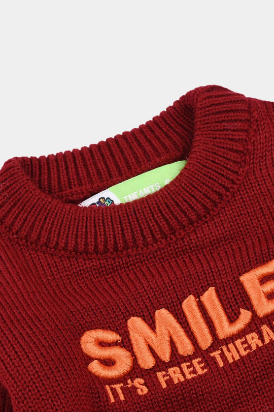 Infant Boys Sweater (Smile) - Red