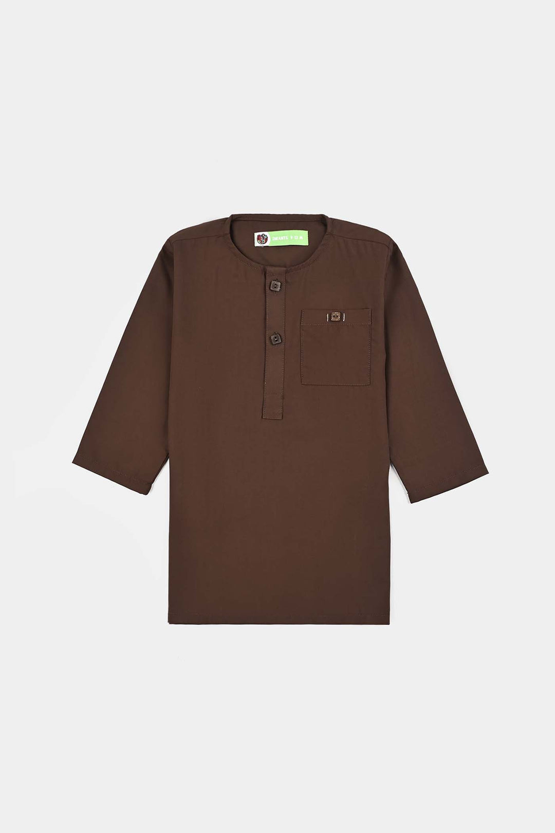 Infant Boys Poly Viscose Kurta Pajama (Front PKT)-BROWN