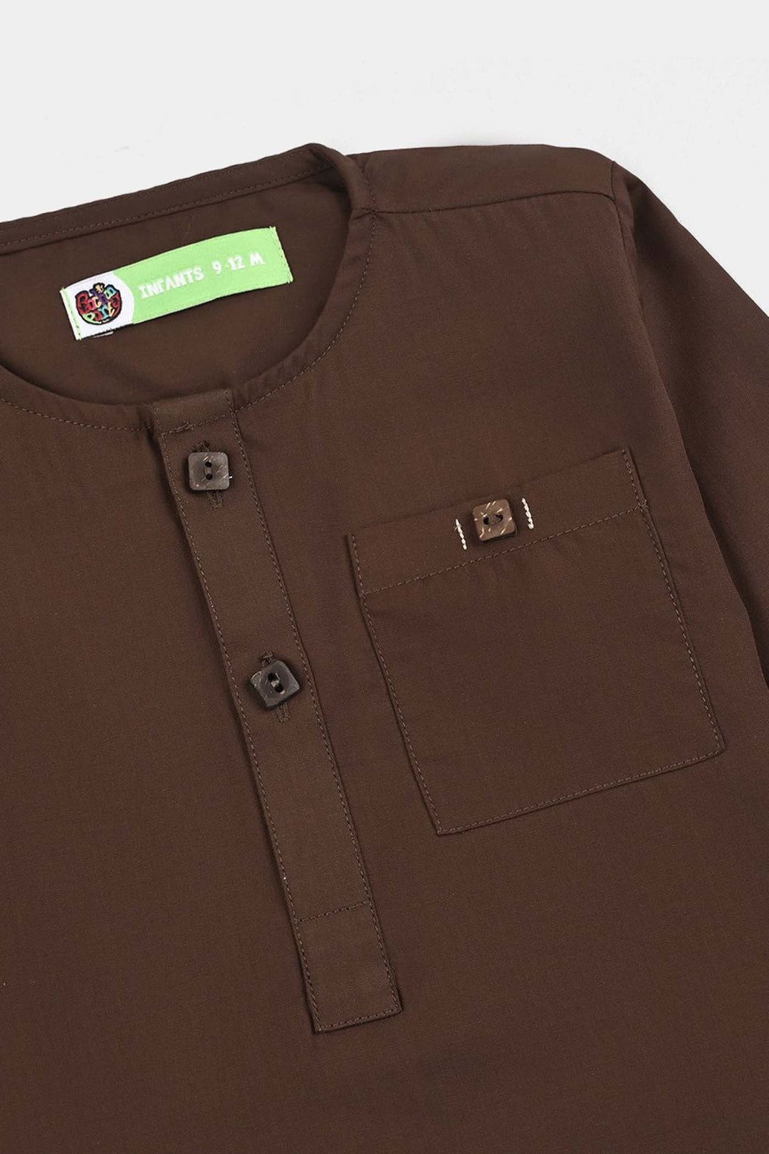 Infant Boys Poly Viscose Kurta Pajama (Front PKT)-BROWN
