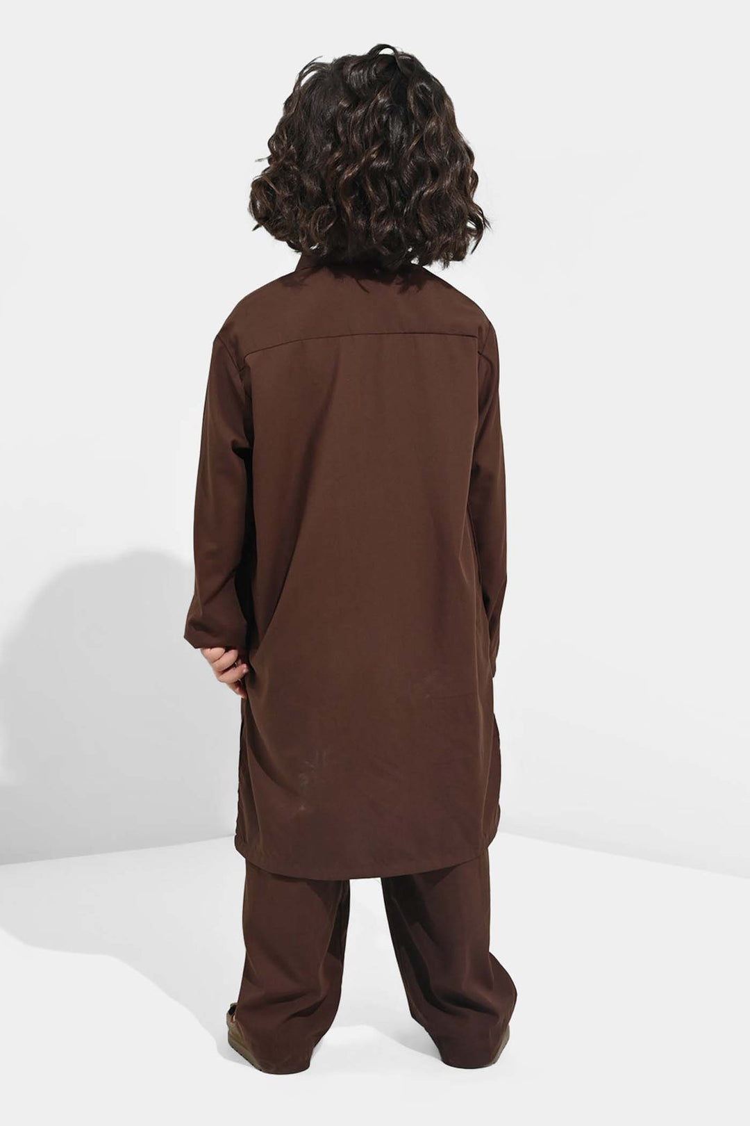 Boys Poly Viscose Kurta Pajama (Front PKT)-BROWN