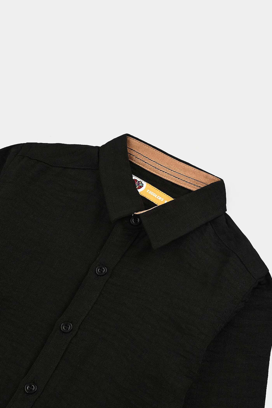 Boys Yarn Dyed Shirt (Brown Thread)-BLACK