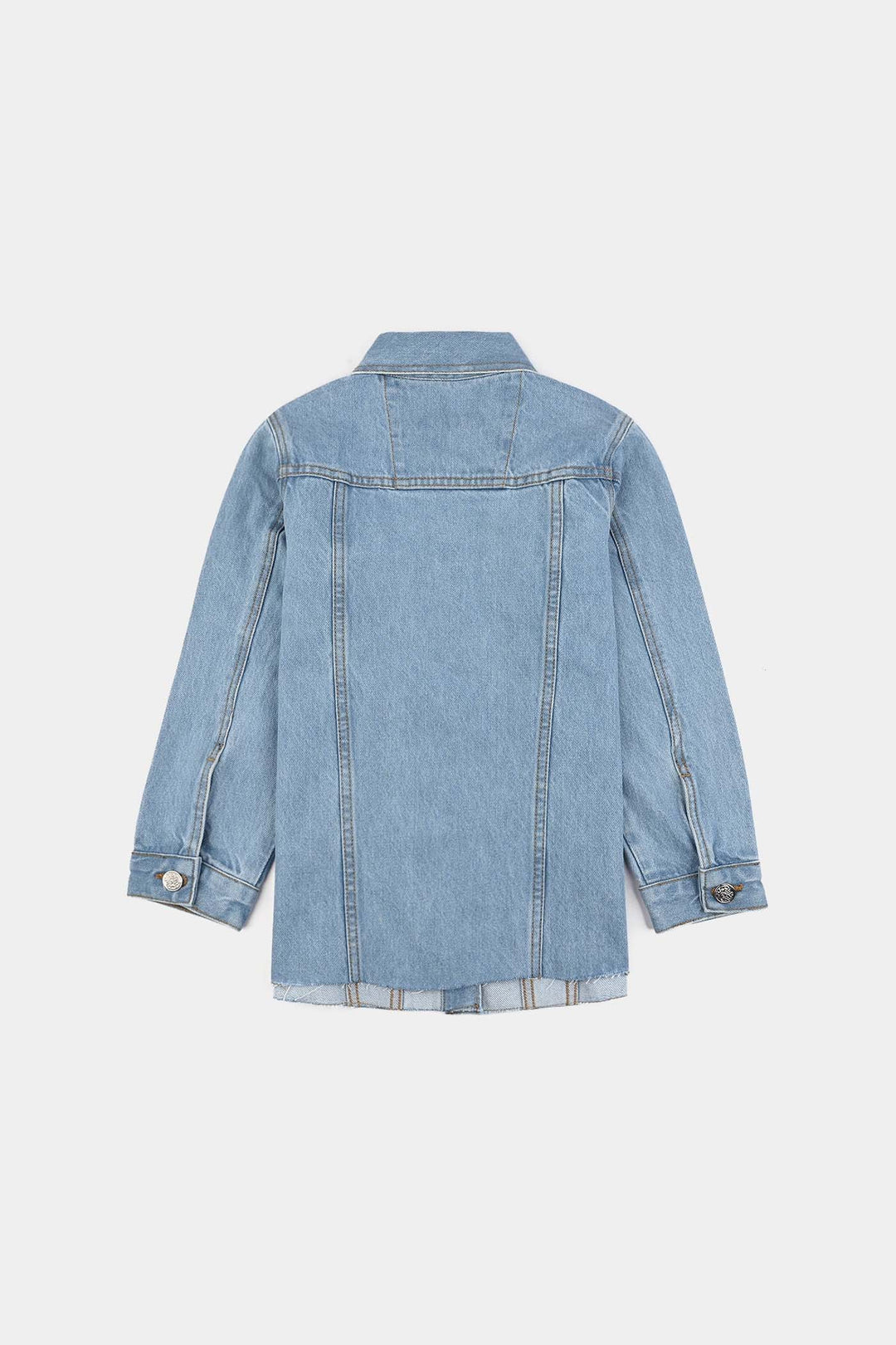 Girls Denim Stretch Woven Jacket Pearls-Light Blue