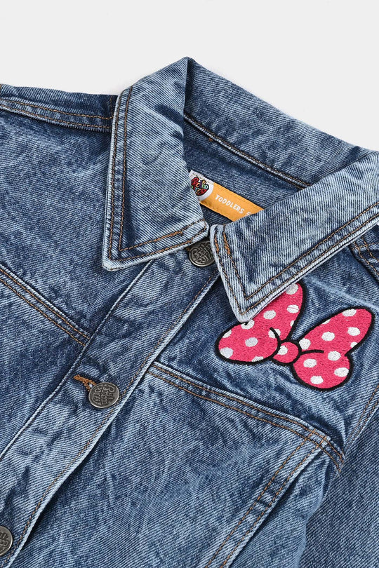 Girls Denim Stretch Woven Jacket - Light Blue