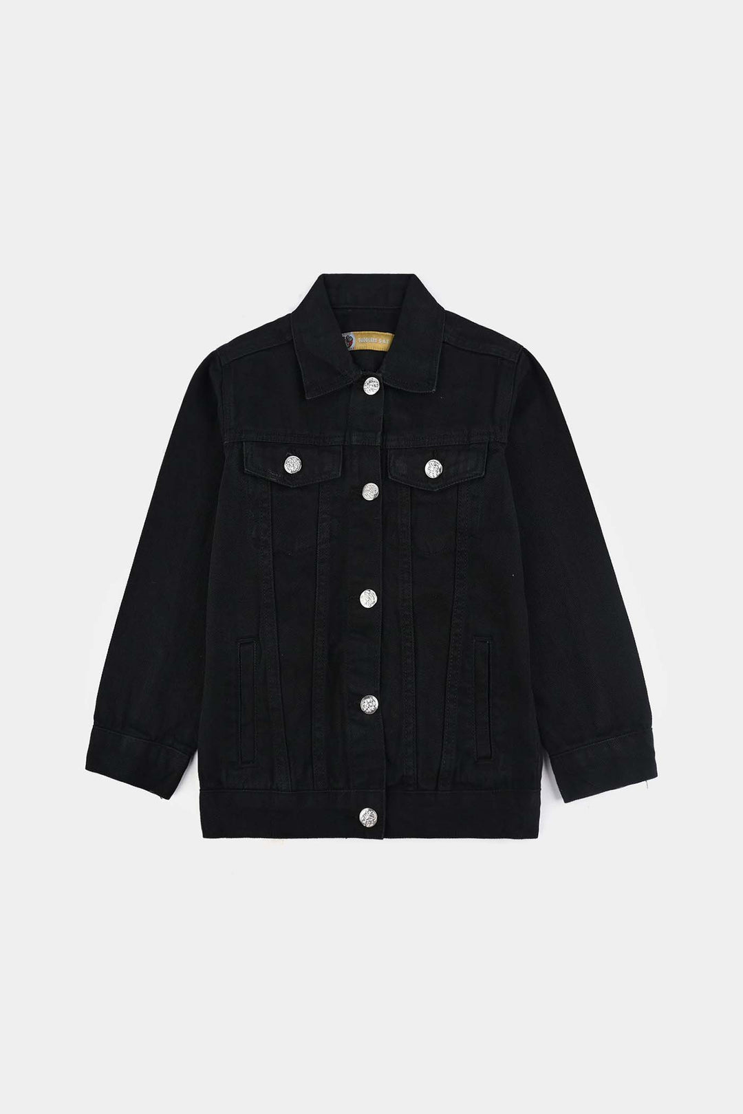 Girls Denim Stretch Woven Jacket Basic-BLACK