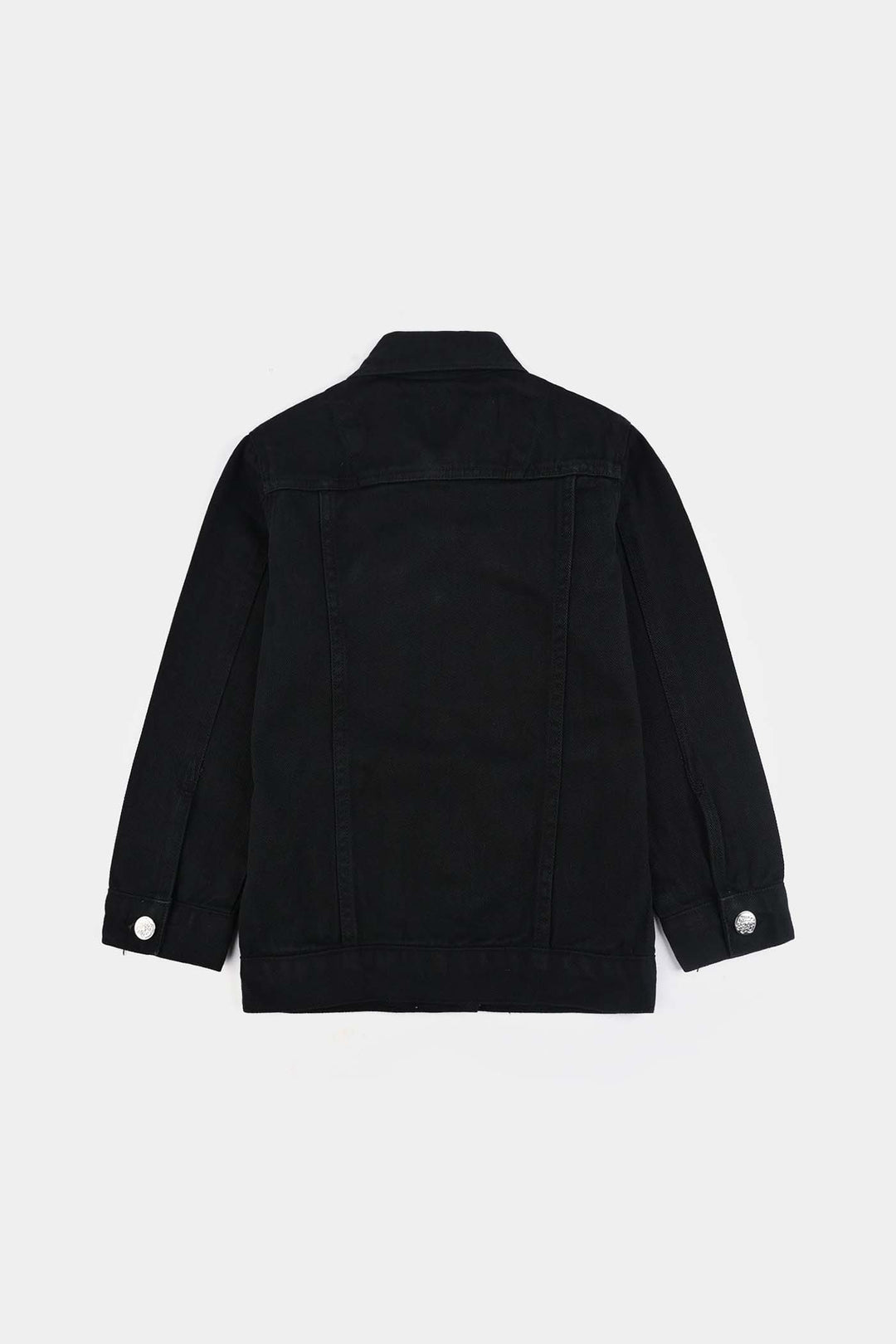 Girls Denim Stretch Woven Jacket Basic-BLACK