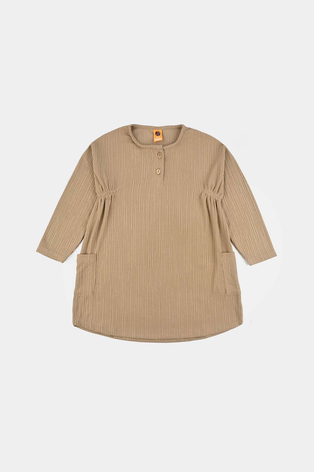 Girls Jacquard Frock - Mud/brown