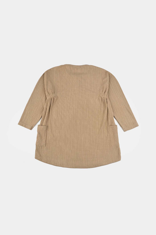 Girls Jacquard Frock - Mud/brown