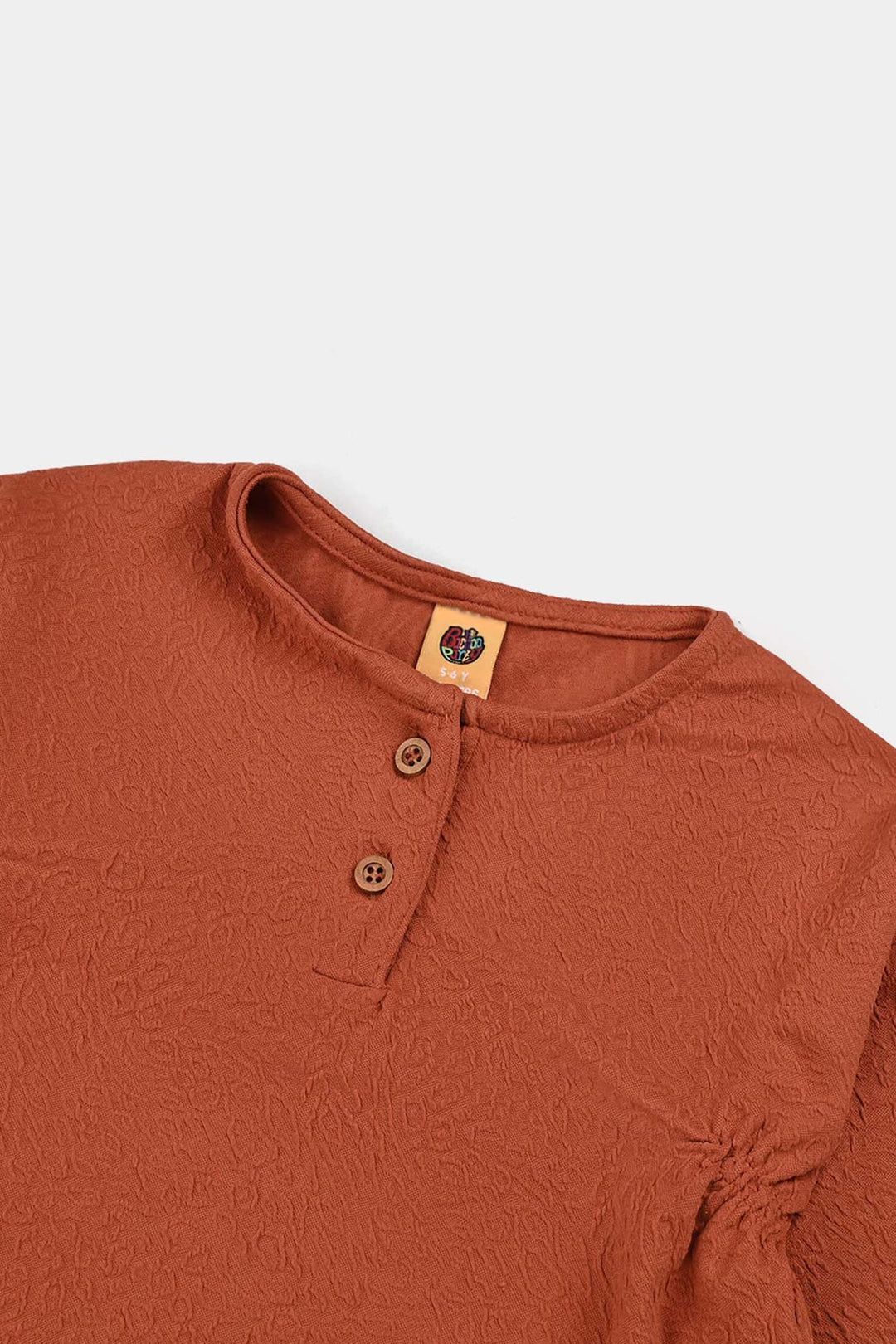 Girls Jacquard Frock TEXTURED-Rust