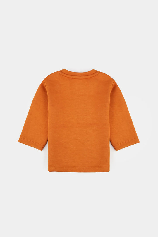 Infant Boys Cotton Interlock Suit Little champ-BROWN