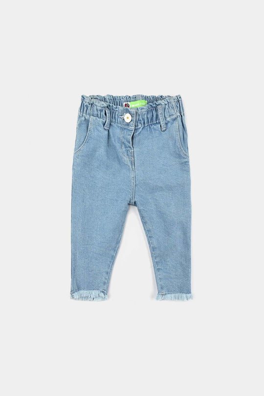 Infant Girls Denim Stretch Pant Twinkle Edge-Mid Blue