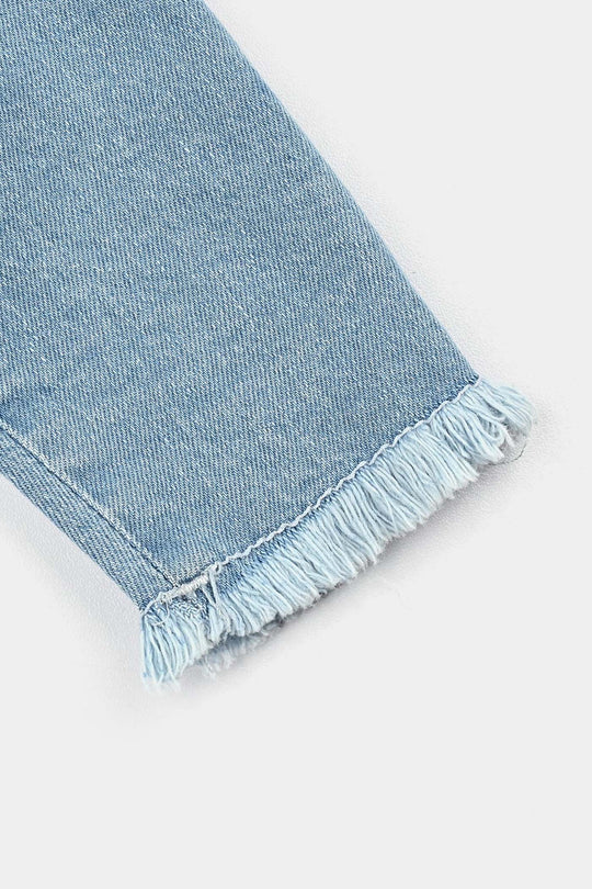 Infant Girls Denim Stretch Pant Twinkle Edge-Mid Blue