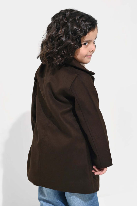 Boys Wool Trench Coat-B.Brown