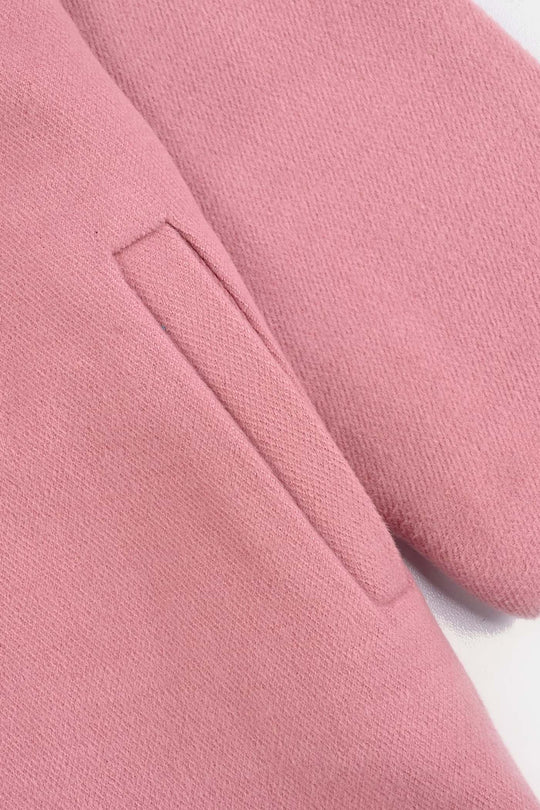 Girls Wool Trench Coat Fur-PINK