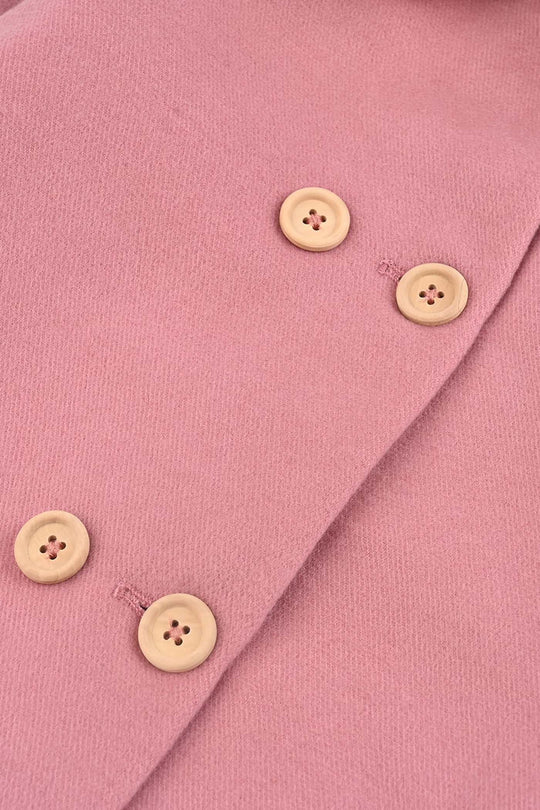 Girls Wool Trench Coat Fur-PINK