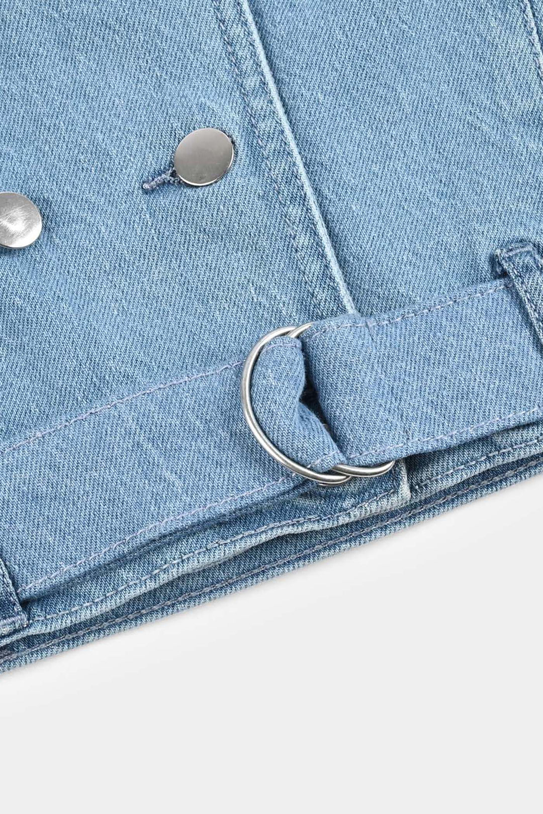Girls Denim Stretch Jacket Overlap-Light Blue