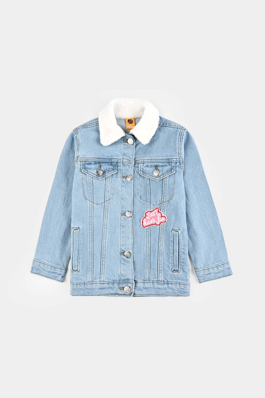 Girls Denim Stretch Jacket Just Have Fun-LT.Blue