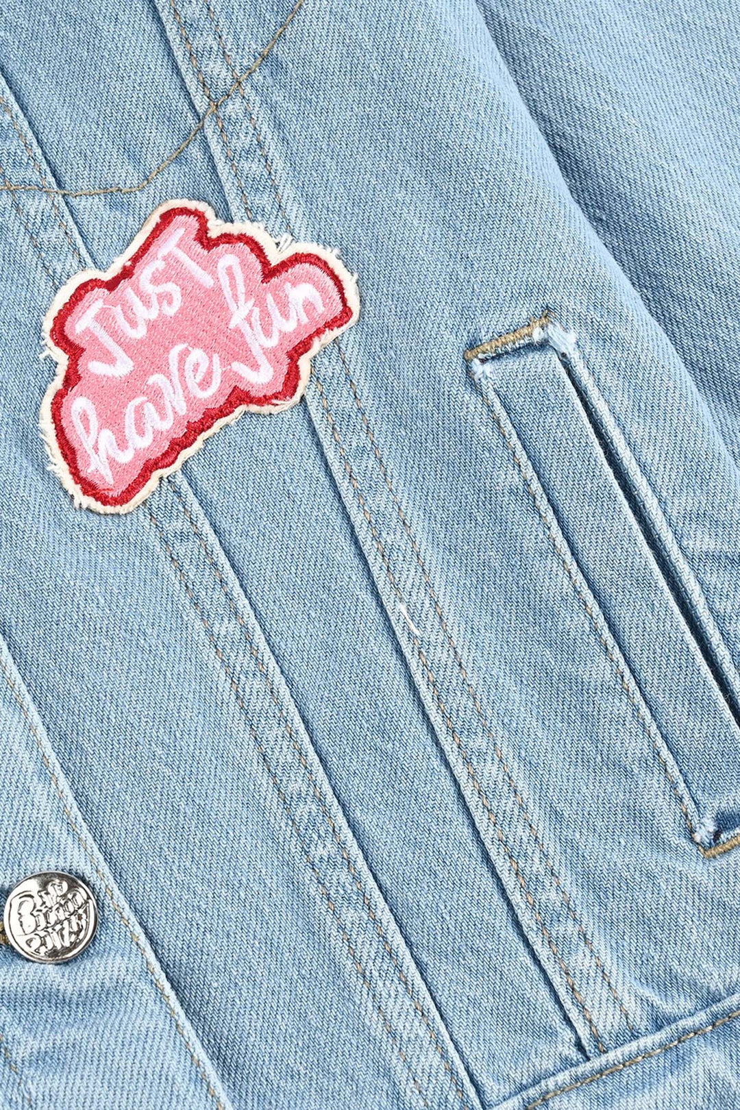 Girls Denim Stretch Jacket Just Have Fun-LT.Blue