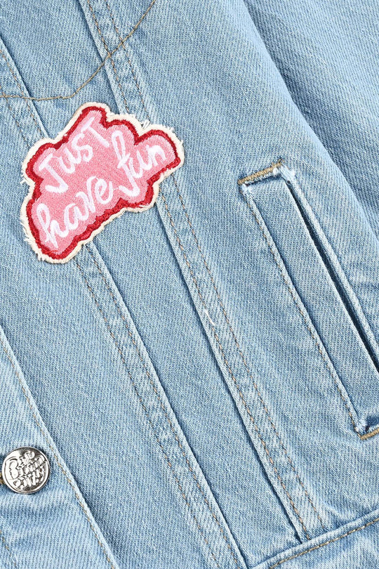 Girls Denim Stretch Jacket Just Have Fun-LT.Blue