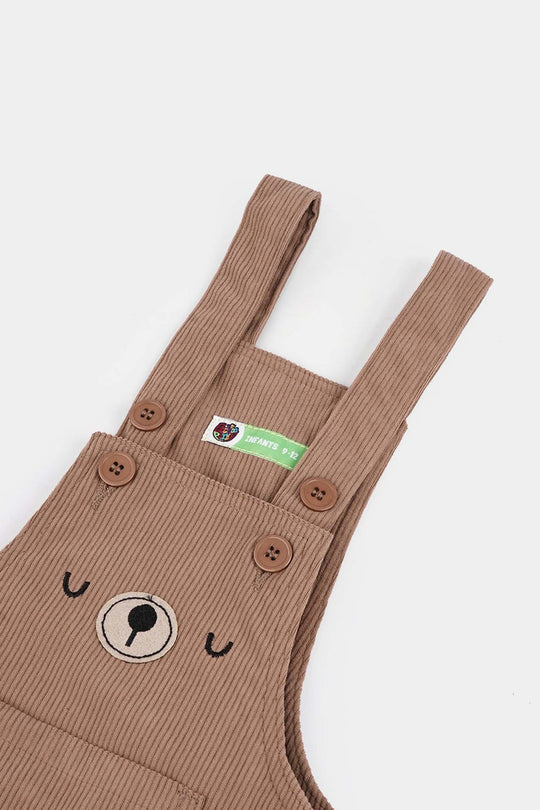 Infant Boys Corduroy Dangri Bear-BROWN