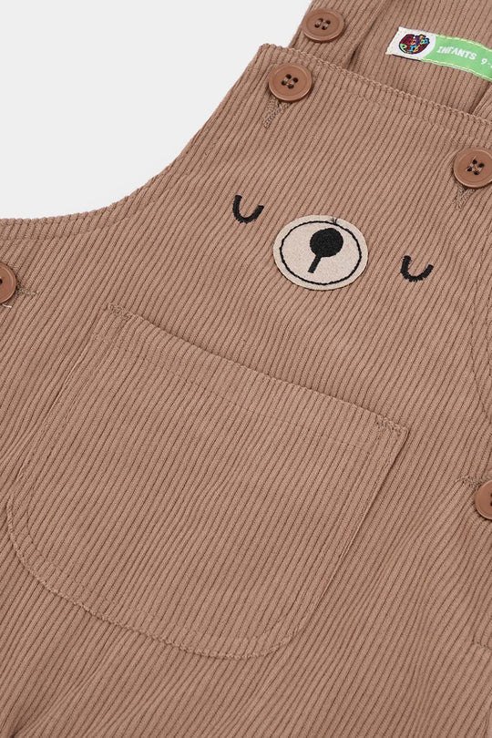 Infant Boys Corduroy Dangri Bear-BROWN