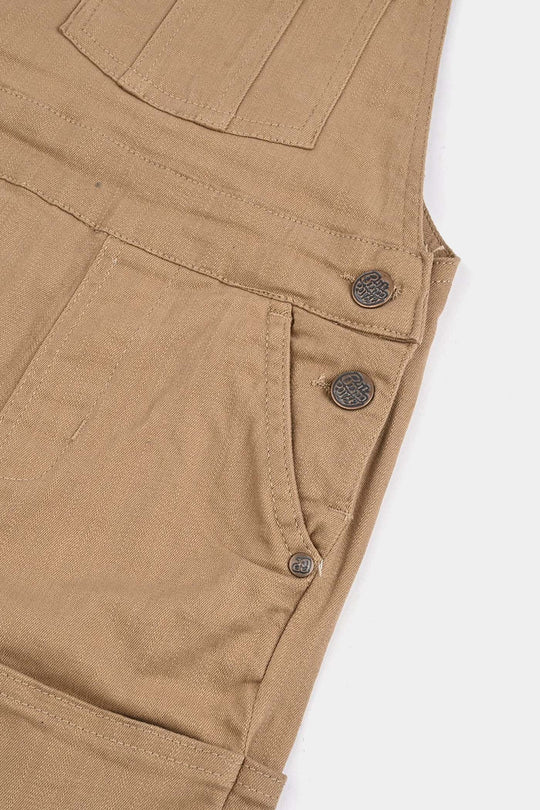 Boys Denim Stretch Dangri Panel-BROWN