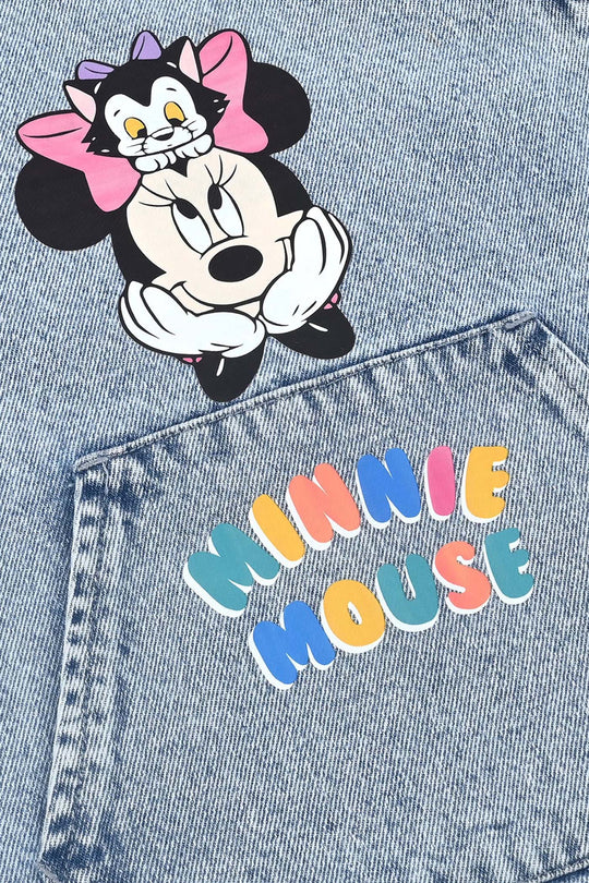 Girls Denim Stretch Over All Minnie mouse-BLUE