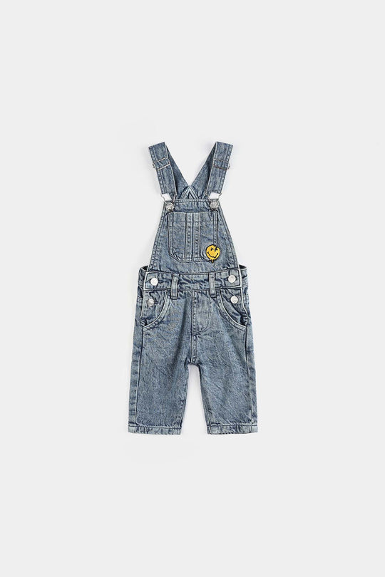 Infant Boys Denim Stretch Dangri Smiley-Blue