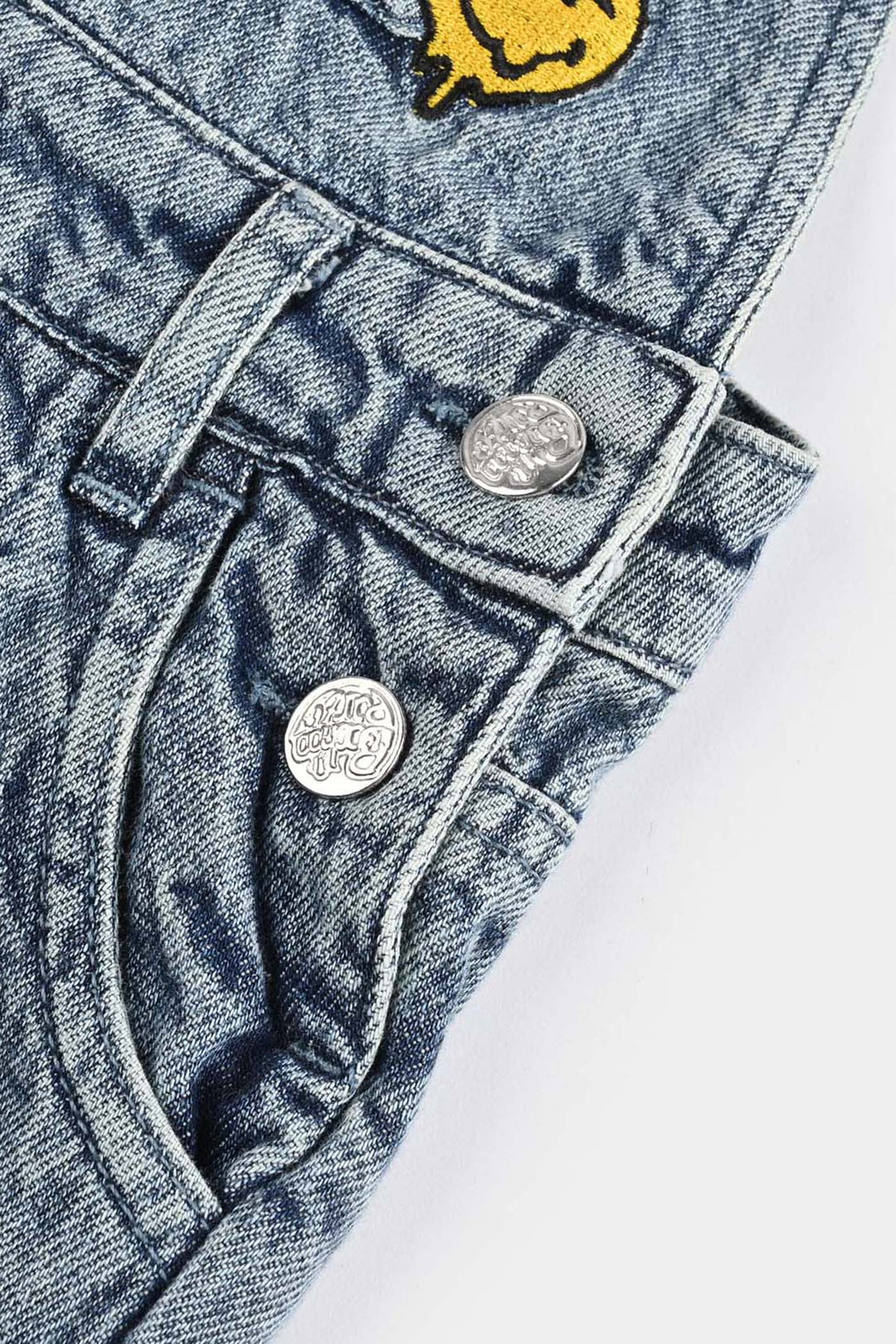 Infant Boys Denim Stretch Dangri Smiley-Blue