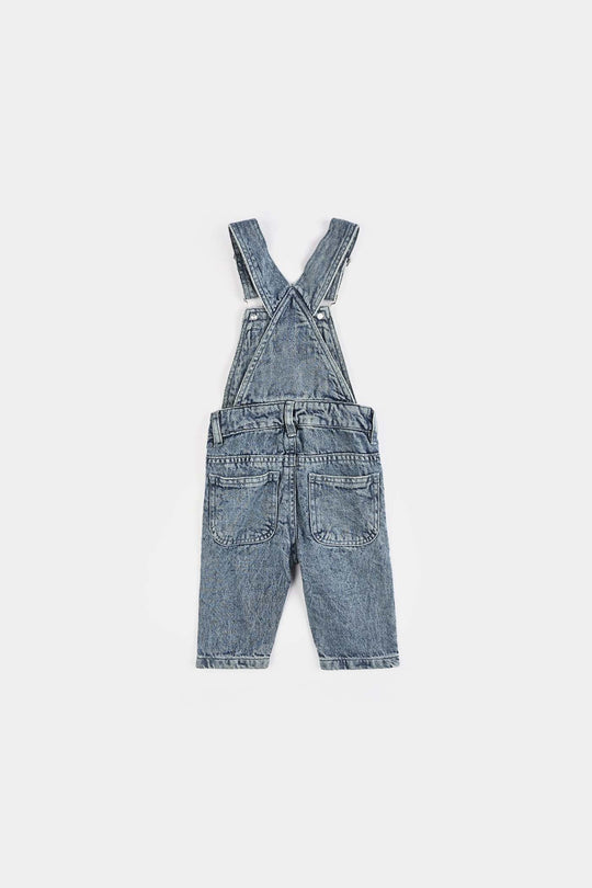 Infant Boys Denim Stretch Dangri Smiley-Blue