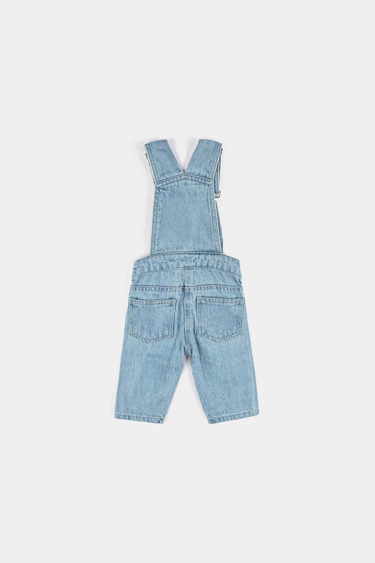 Infant Girls Denim Stretch Dangri Hearts-BLUE