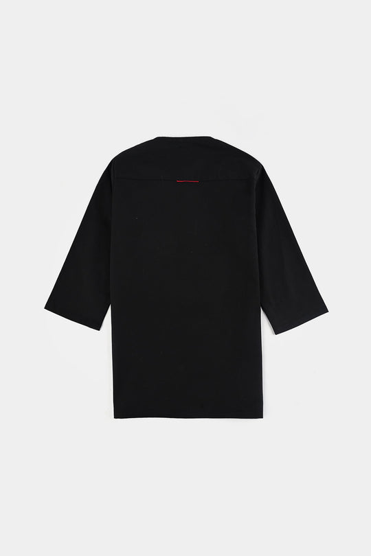 Infant Boys Cotton Poplin Kurta Pajama (Studs)-BLACK