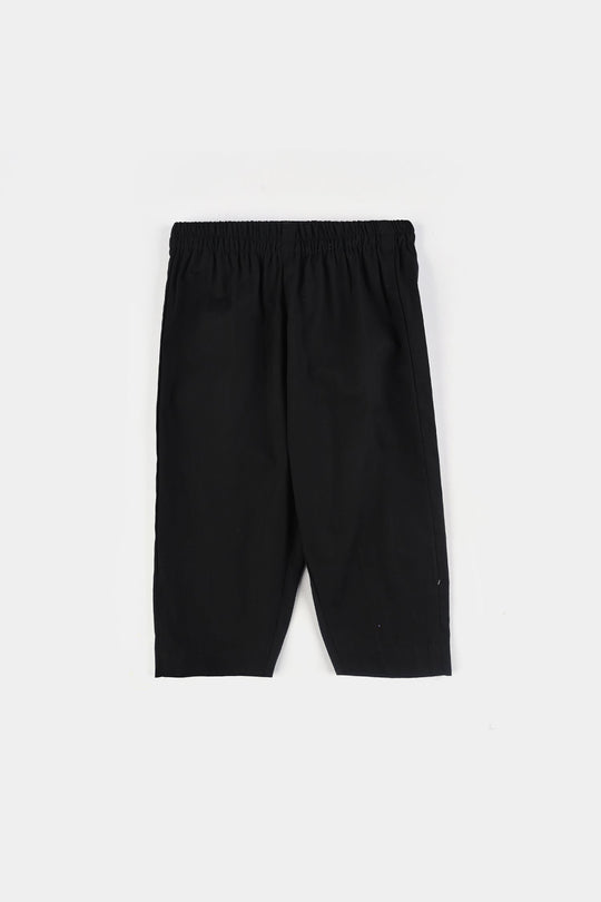 Infant Boys Cotton Poplin Kurta Pajama (Studs)-BLACK